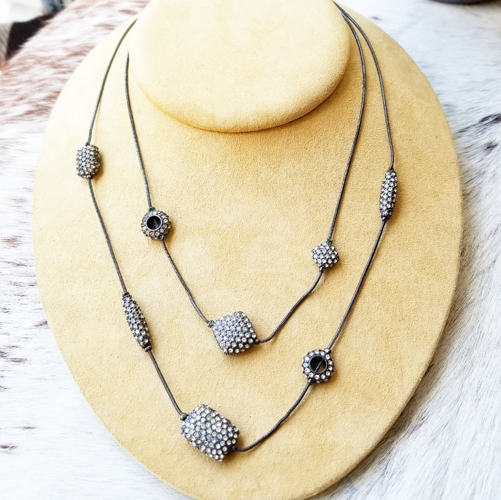 Chico's Crystal Embellished Bead Necklace